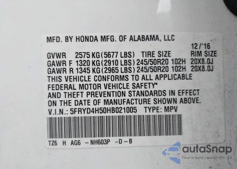 2017 Acura Mdx Technology Package from USA, damaged, VIN 5FRYD4H50HB021005